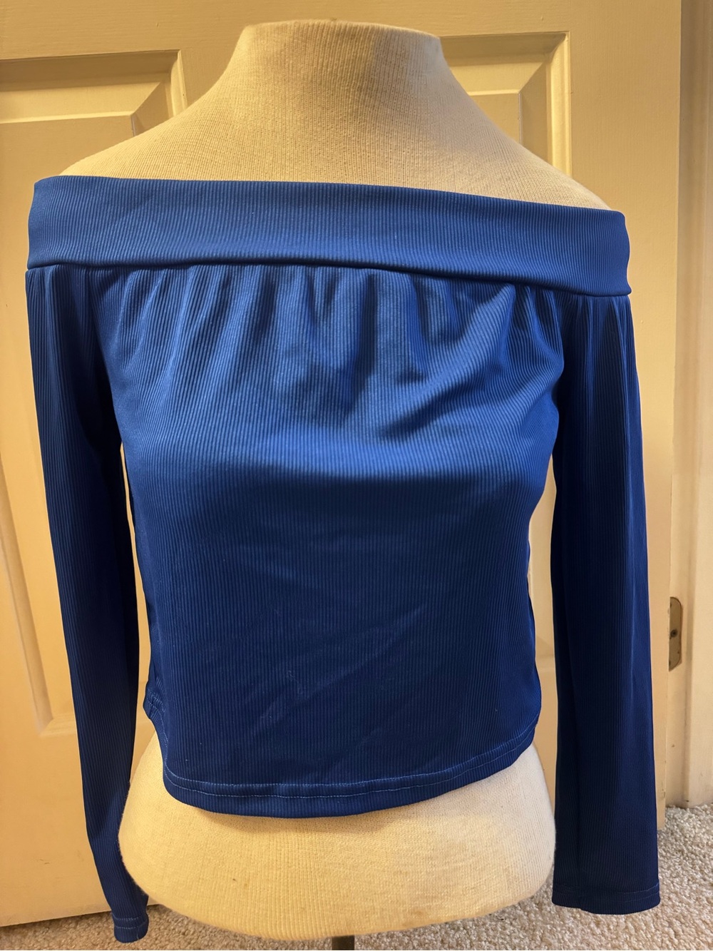 SHEIN Blue Ribbed Polyester Top - L - Picture 2 of 6